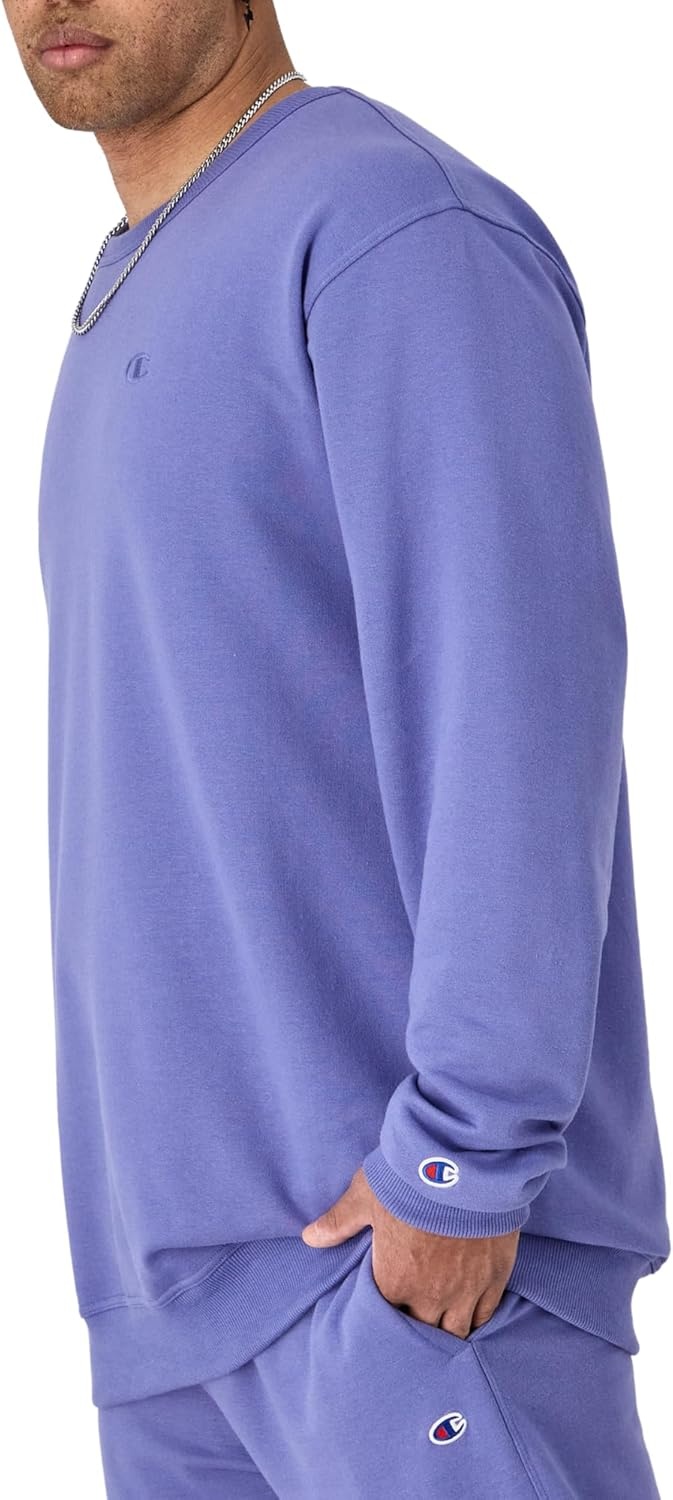 image:imageChampion Mens Mens Crewneck Fleece Sweatshirt Standard Fit Midweight C Logo Available in Regular and Big amp TallStone Crush Blue C Logo