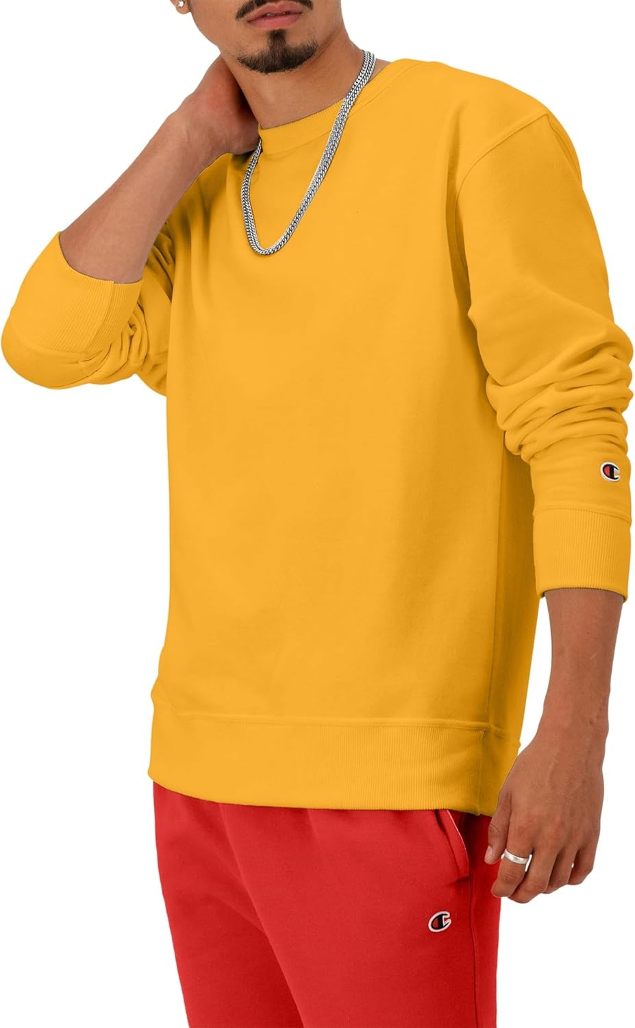 image:imageChampion Mens Mens Crewneck Fleece Sweatshirt Standard Fit Midweight C Logo Available in Regular and Big amp TallTeam Gold