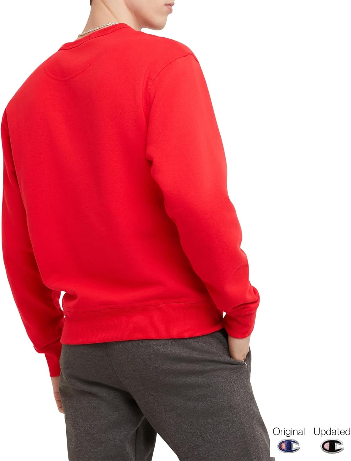 image:imageChampion Mens Mens Crewneck Fleece Sweatshirt Standard Fit Midweight C Logo Available in Regular and Big amp TallTeam Red Scarlet C Logo