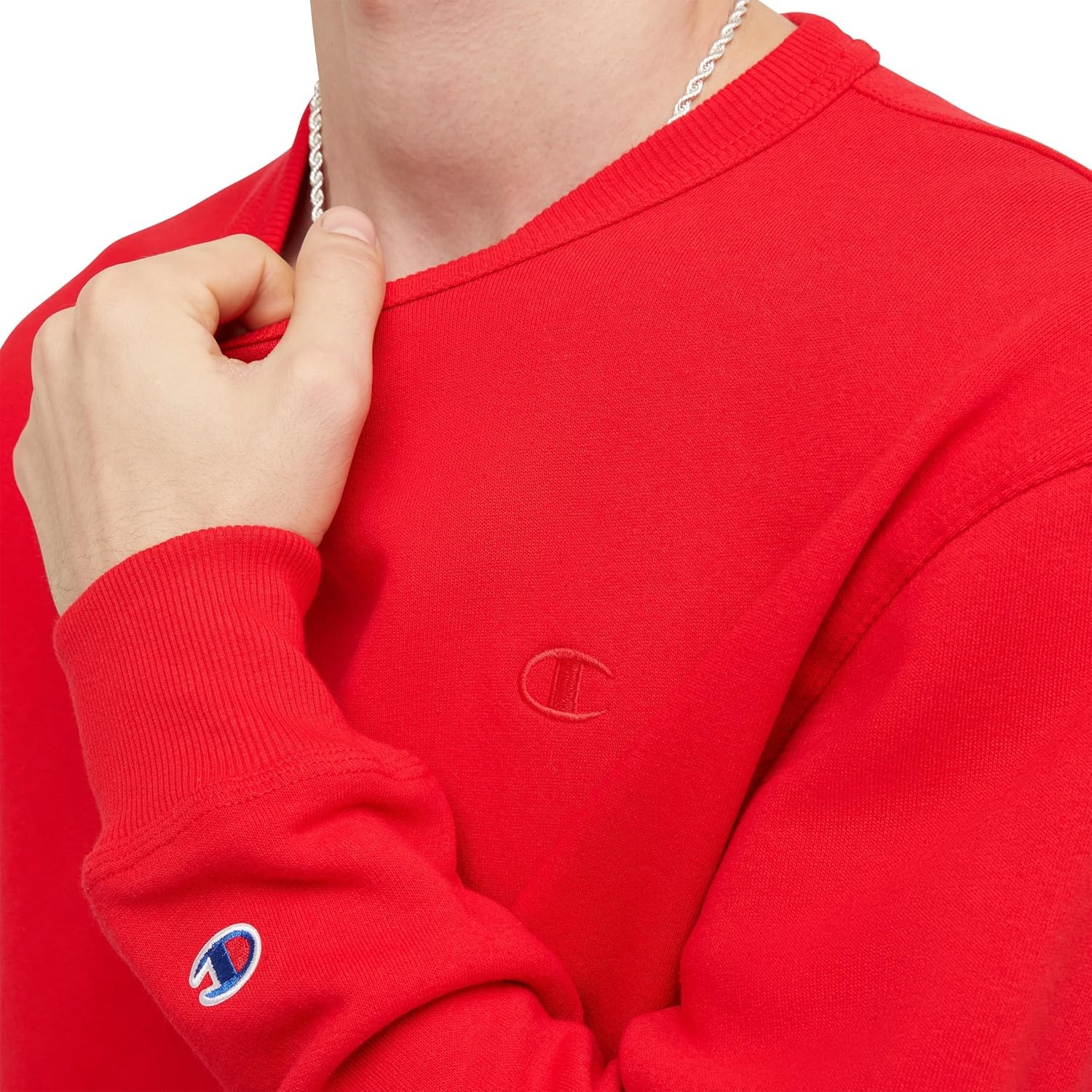 image:imageChampion Mens Mens Crewneck Fleece Sweatshirt Standard Fit Midweight C Logo Available in Regular and Big amp TallTeam Red Scarlet C Logo