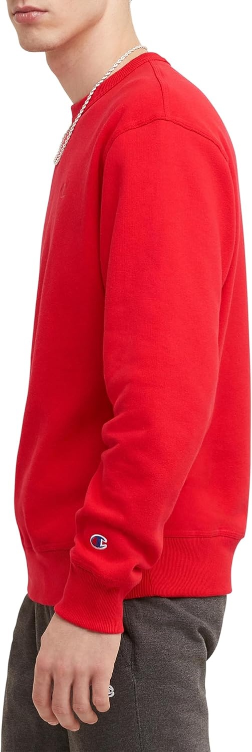 image:imageChampion Mens Mens Crewneck Fleece Sweatshirt Standard Fit Midweight C Logo Available in Regular and Big amp TallTeam Red Scarlet C Logo