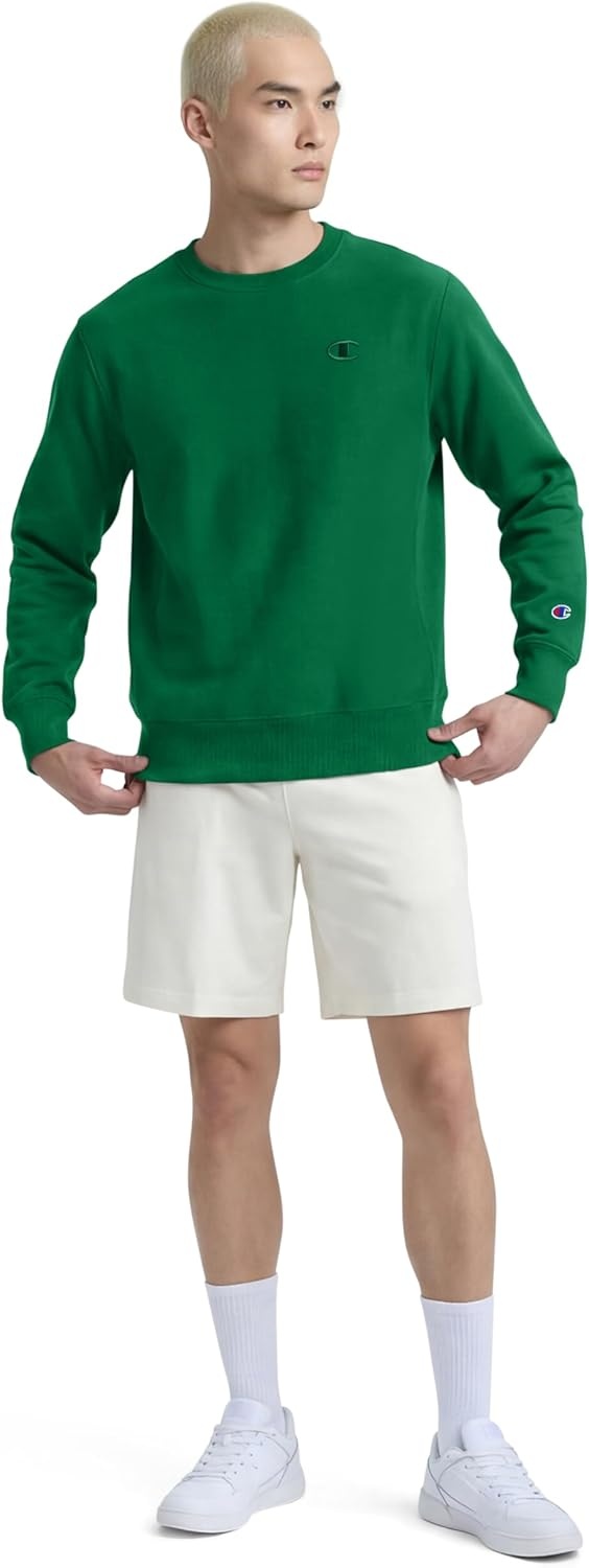 image:imageChampion Mens Mens Crewneck Fleece Sweatshirt Standard Fit Midweight C Logo Available in Regular and Big amp TallVerdant Green C Logo