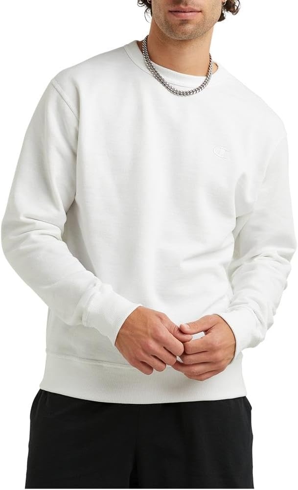 image:imageChampion Mens Mens Crewneck Fleece Sweatshirt Standard Fit Midweight C Logo Available in Regular and Big amp TallWhite C Logo