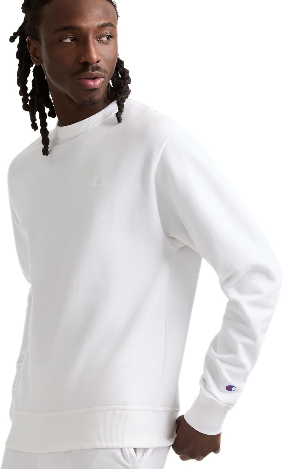 image:imageChampion Mens Mens Crewneck Fleece Sweatshirt Standard Fit Midweight C Logo Available in Regular and Big amp TallWhite C Logo