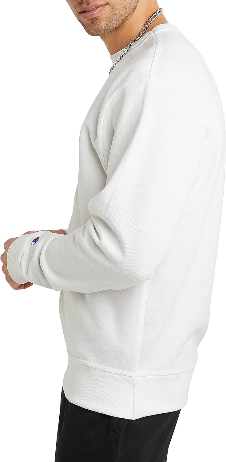 image:imageChampion Mens Mens Crewneck Fleece Sweatshirt Standard Fit Midweight C Logo Available in Regular and Big amp TallWhite C Logo