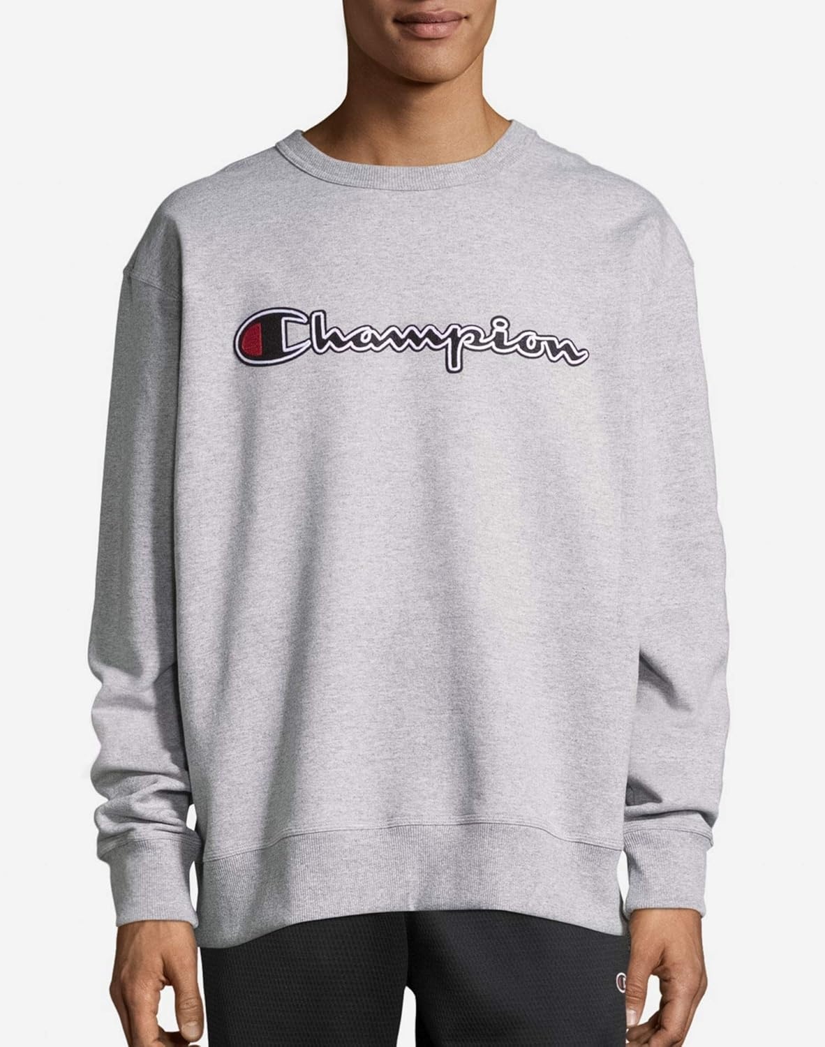 image:imageChampion Mens Mens Crewneck Fleece Sweatshirt Standard Fit Midweight C Logo Available in Regular and Big amp TallWhite Double Logo