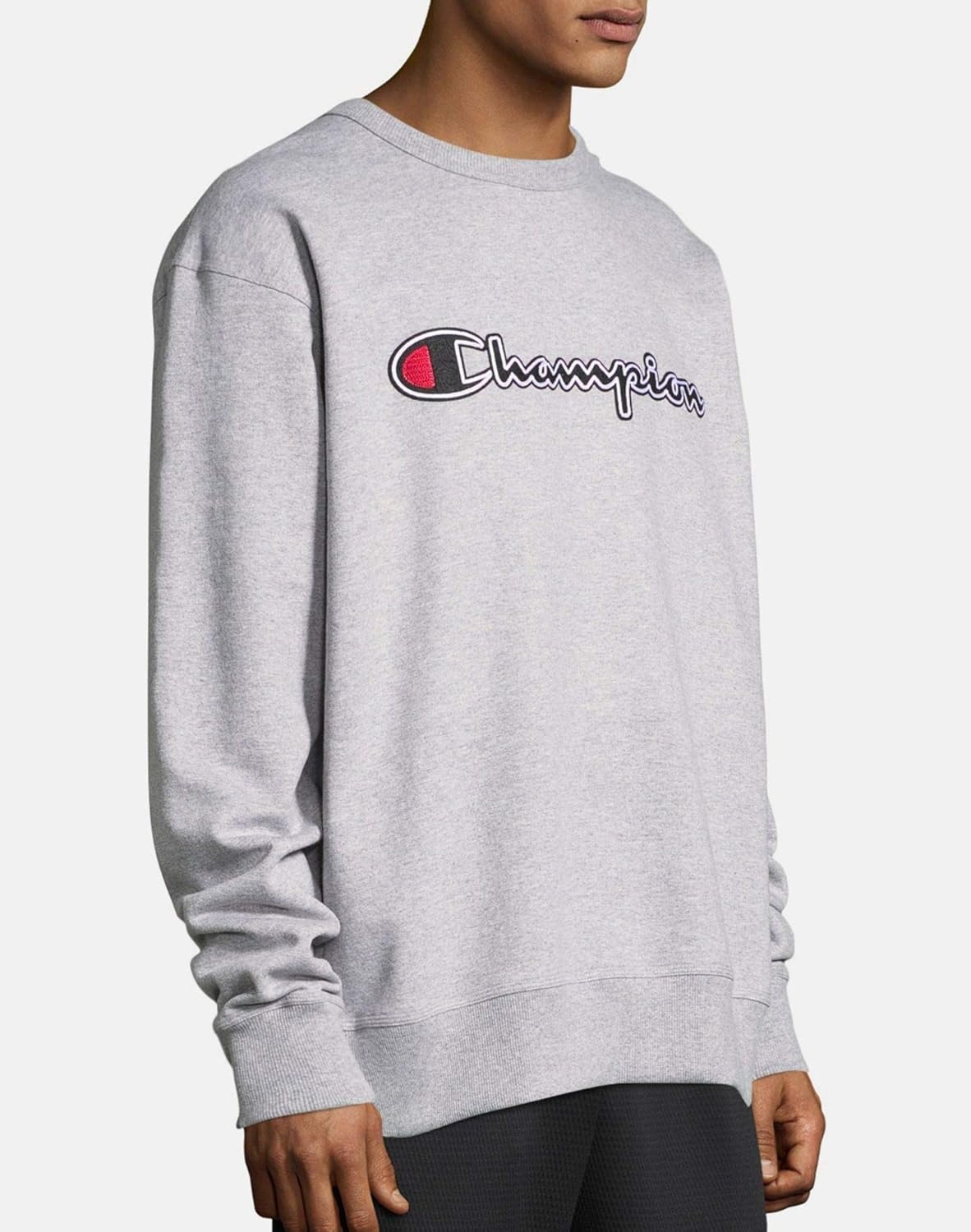image:imageChampion Mens Mens Crewneck Fleece Sweatshirt Standard Fit Midweight C Logo Available in Regular and Big amp TallWhite Double Logo