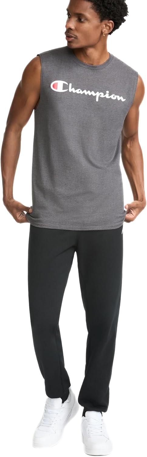 image:imageChampion Mens Muscle Tank Classic Graphic Muscle Tee Sleeveless Tshirt for Men Reg Or Big amp TallGranite Heather Classic Script Logo