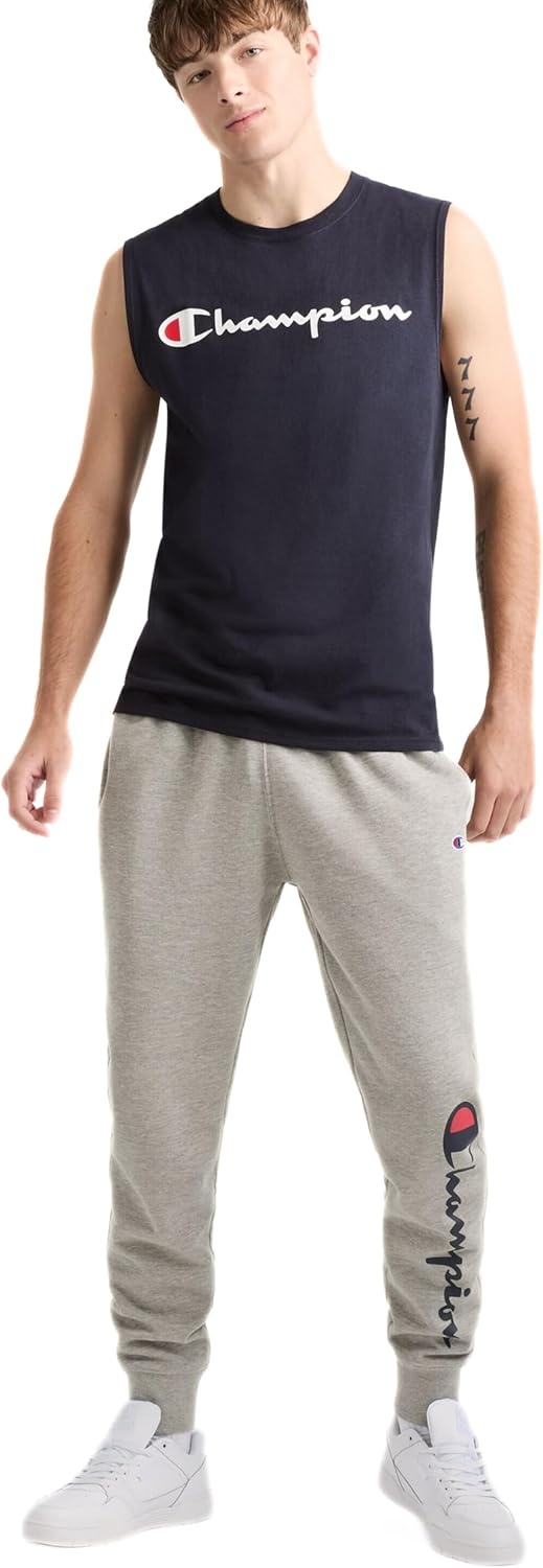 image:imageChampion Mens Muscle Tank Classic Graphic Muscle Tee Sleeveless Tshirt for Men Reg Or Big amp TallNavy Classic Script Logo