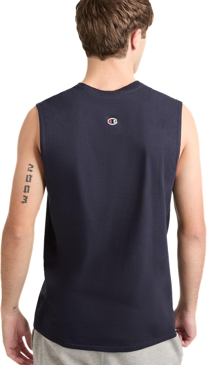 image:imageChampion Mens Muscle Tank Classic Graphic Muscle Tee Sleeveless Tshirt for Men Reg Or Big amp TallNavy Classic Script Logo