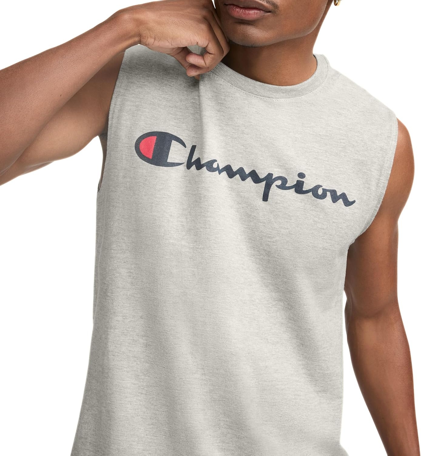 image:imageChampion Mens Muscle Tank Classic Graphic Muscle Tee Sleeveless Tshirt for Men Reg Or Big amp TallOxford Gray Classic Script Logo