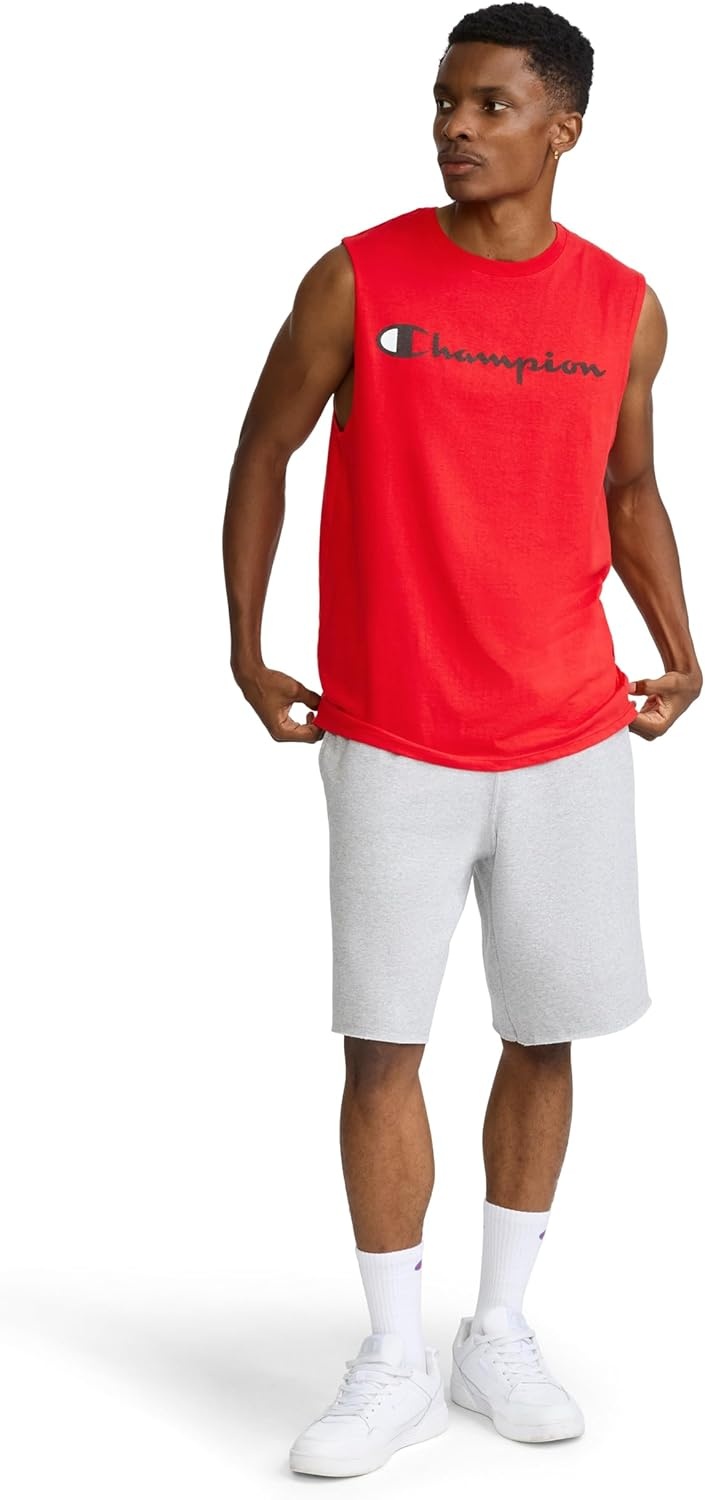 image:imageChampion Mens Muscle Tank Classic Graphic Muscle Tee Sleeveless Tshirt for Men Reg Or Big amp TallScarlet Classic Script Logo