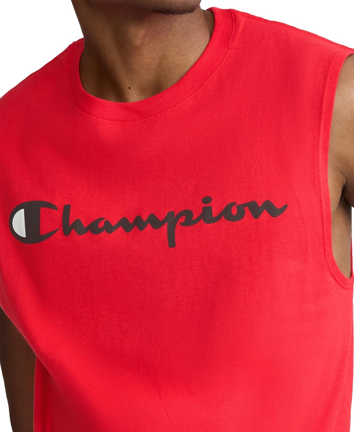 image:imageChampion Mens Muscle Tank Classic Graphic Muscle Tee Sleeveless Tshirt for Men Reg Or Big amp TallScarlet Classic Script Logo