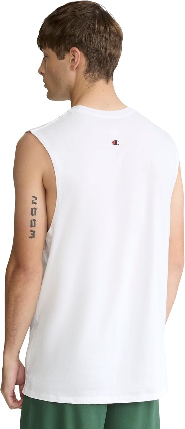 image:imageChampion Mens Muscle Tank Classic Graphic Muscle Tee Sleeveless Tshirt for Men Reg Or Big amp TallWhite Classic Script Logo