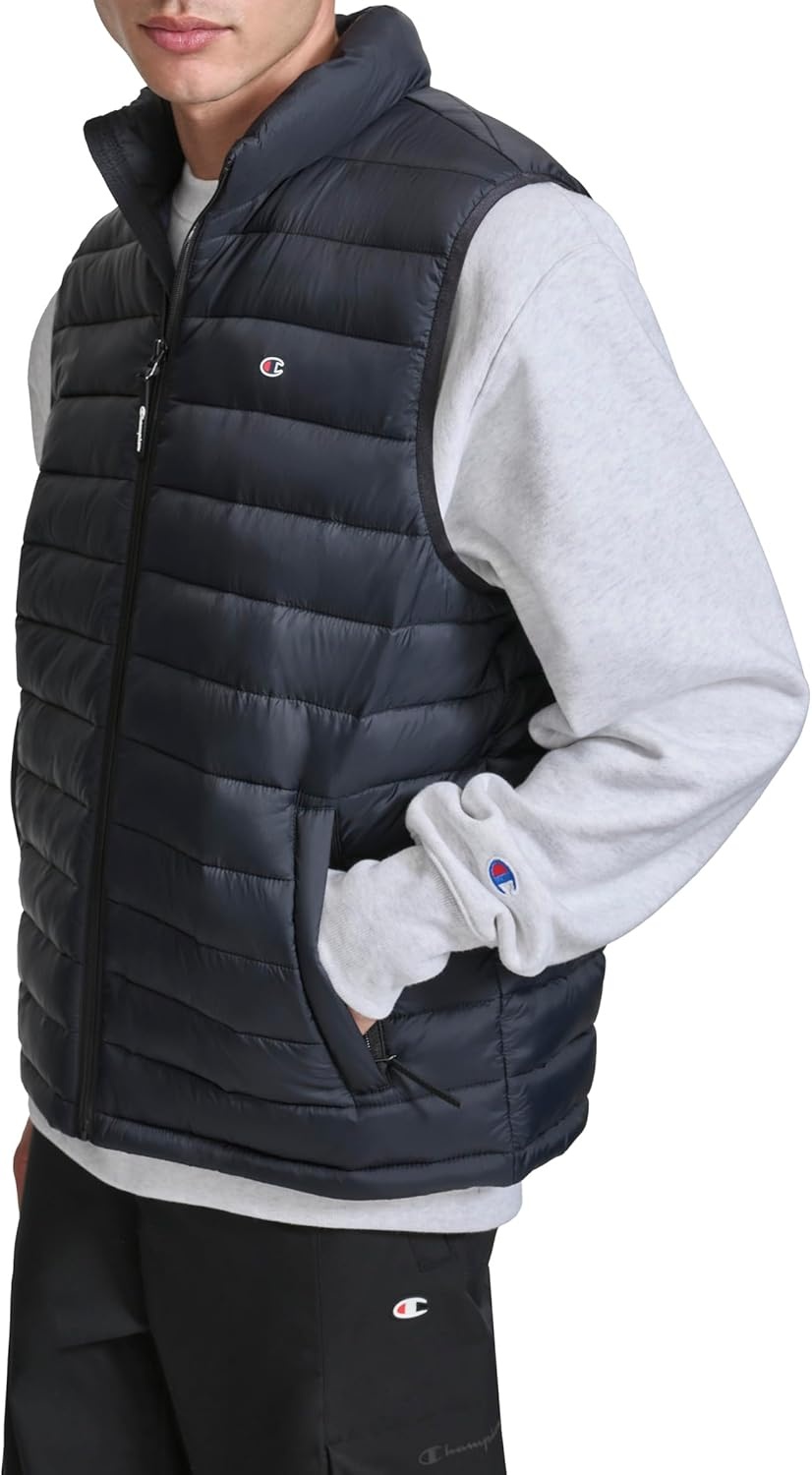 image:imageChampion Mens Packable Puffer Vest With Stand CollarBlack