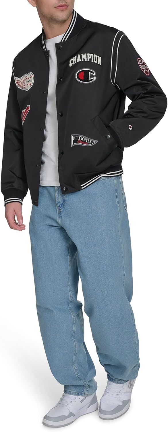 image:imageChampion Mens Patch Varsity Bomber JacketBlack