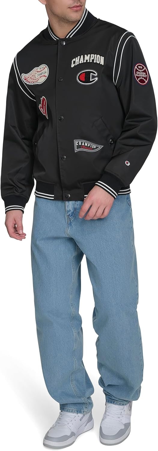 image:imageChampion Mens Patch Varsity Bomber JacketBlack