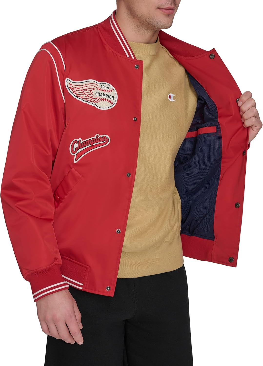 image:imageChampion Mens Patch Varsity Bomber JacketChili Pepper