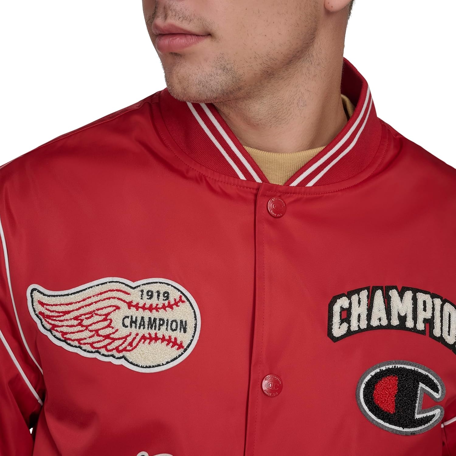 image:imageChampion Mens Patch Varsity Bomber JacketChili Pepper