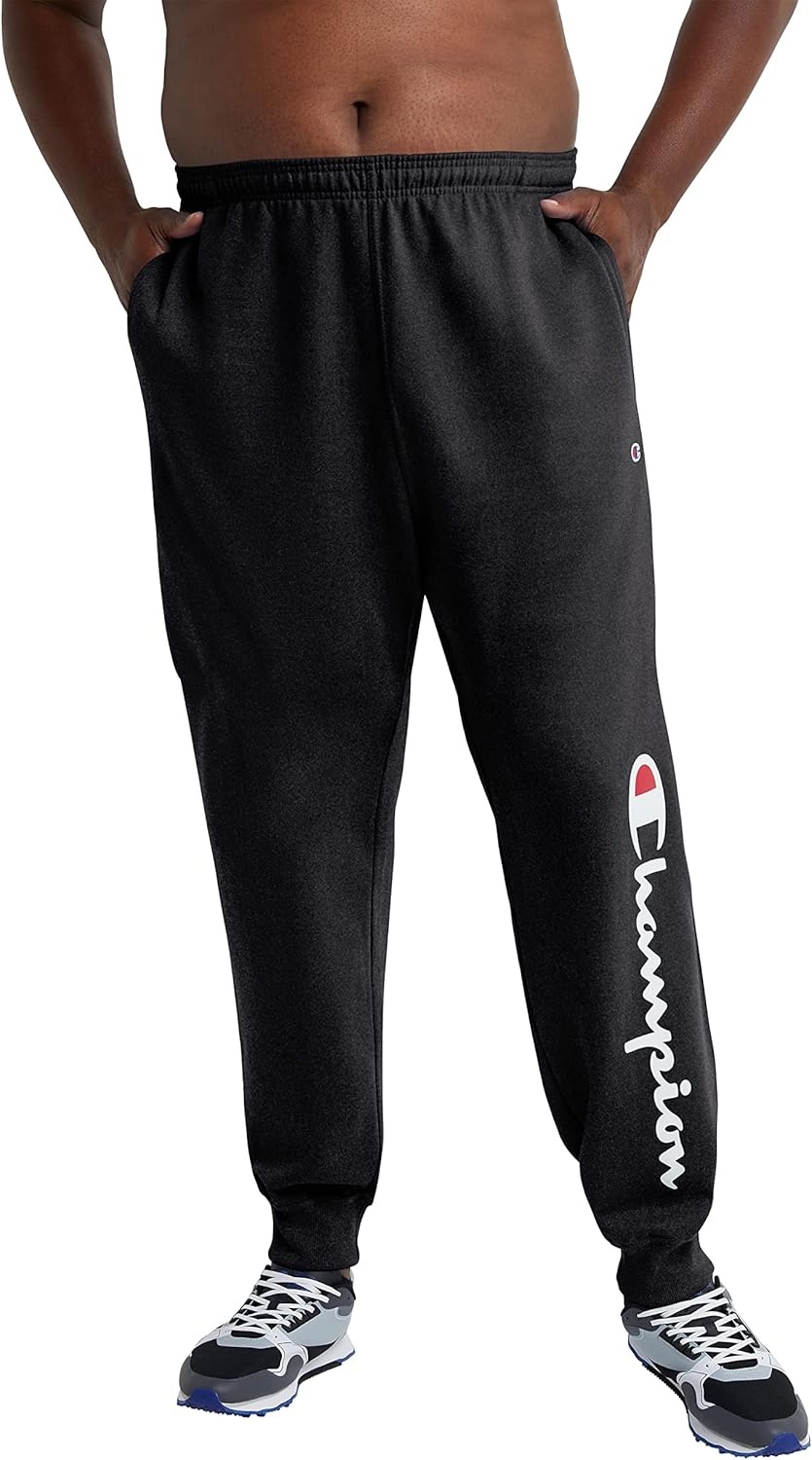 image:imageChampion Mens Powerblend Fleece JoggersBlack Classic Script Logo