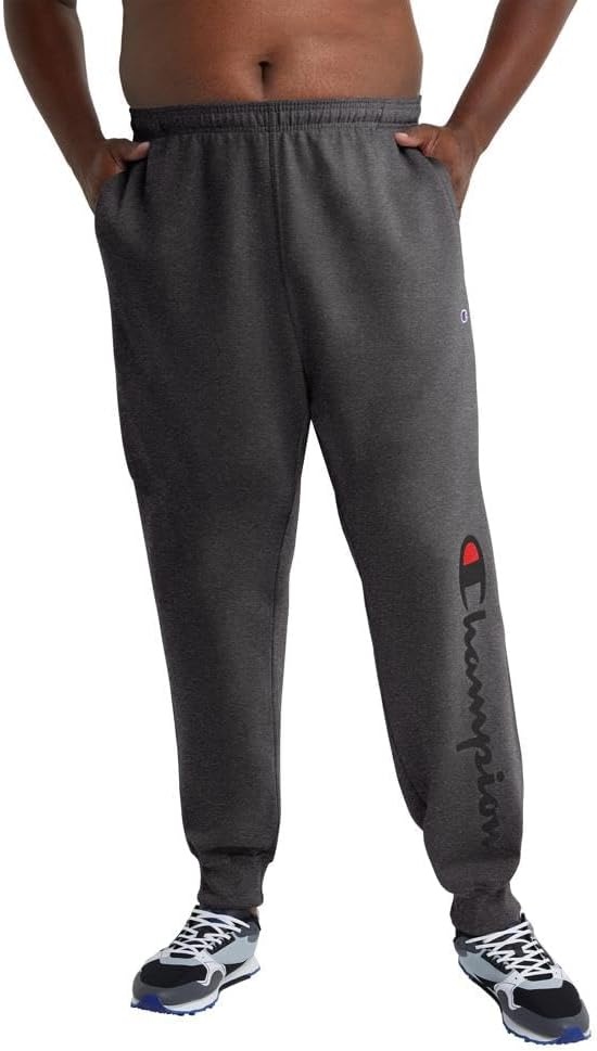 image:imageChampion Mens Powerblend Fleece JoggersGranite Heather Classic Script Logo