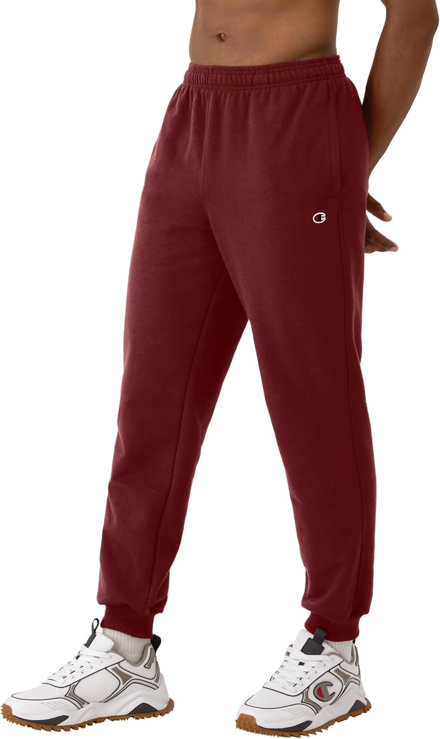 image:imageChampion Mens Powerblend Fleece JoggersMaroon 3vs C Patch Logo