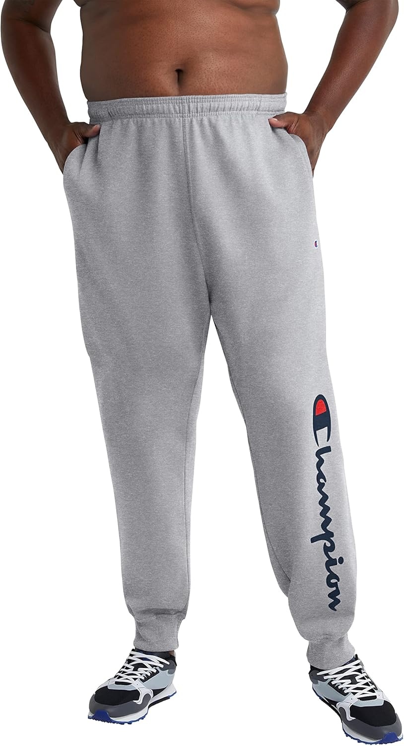 image:imageChampion Mens Powerblend Fleece JoggersOxford Gray Classic Script Logo