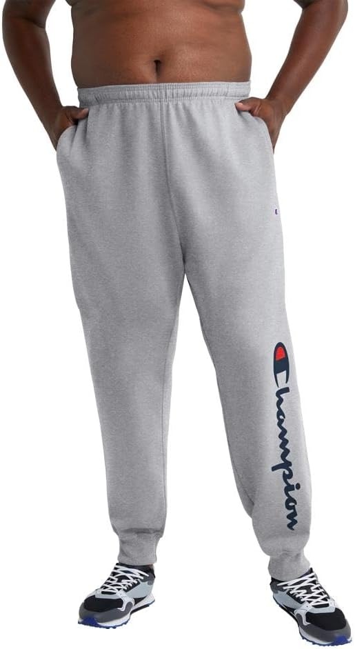 image:imageChampion Mens Powerblend Fleece JoggersOxford Gray Classic Script Logo