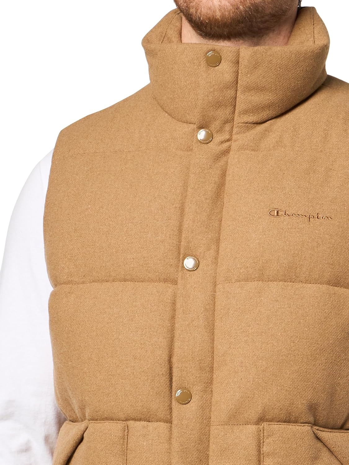 image:imageChampion Mens Puffer Vest With Name LogoCamel Wool Blend