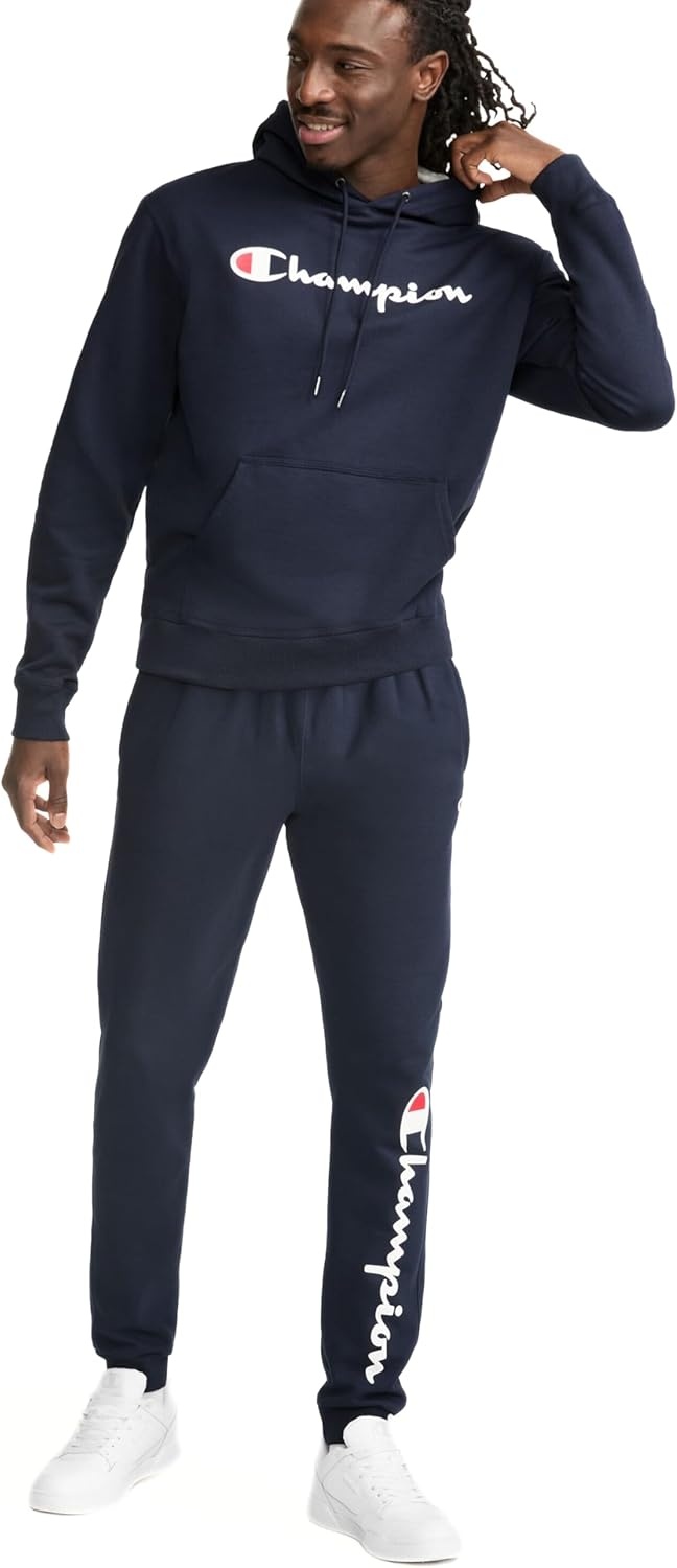 image:imageChampion Mens Pullover Graphic Fleece Hoodie Standard Fit Midweight Fleece Classic Script LogoDeep Navy