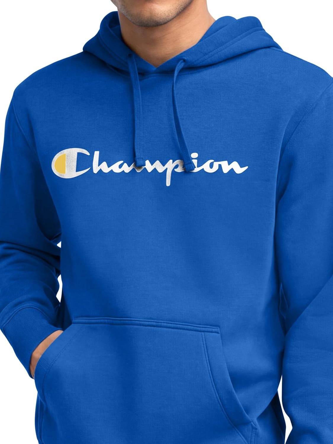 image:imageChampion Mens Pullover Graphic Fleece Hoodie Standard Fit Midweight Fleece Classic Script LogoNebulas Blue