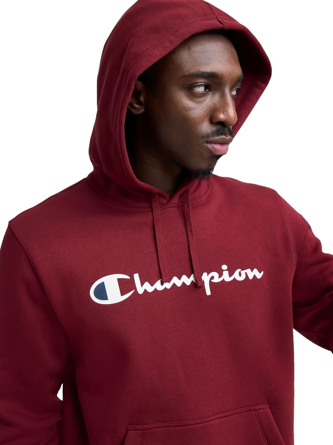 image:imageChampion Mens Pullover Graphic Fleece Hoodie Standard Fit Midweight Fleece Classic Script LogoPomegranate