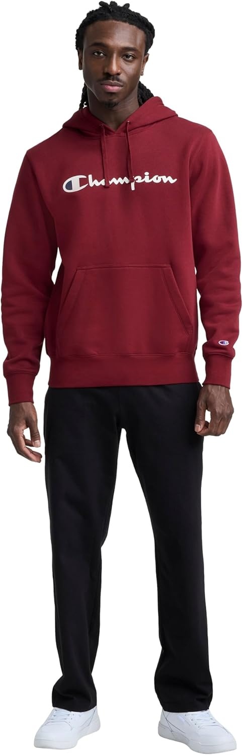 image:imageChampion Mens Pullover Graphic Fleece Hoodie Standard Fit Midweight Fleece Classic Script LogoPomegranate