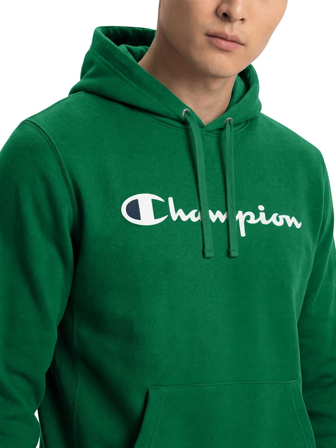 image:imageChampion Mens Pullover Graphic Fleece Hoodie Standard Fit Midweight Fleece Classic Script LogoVerdant Green