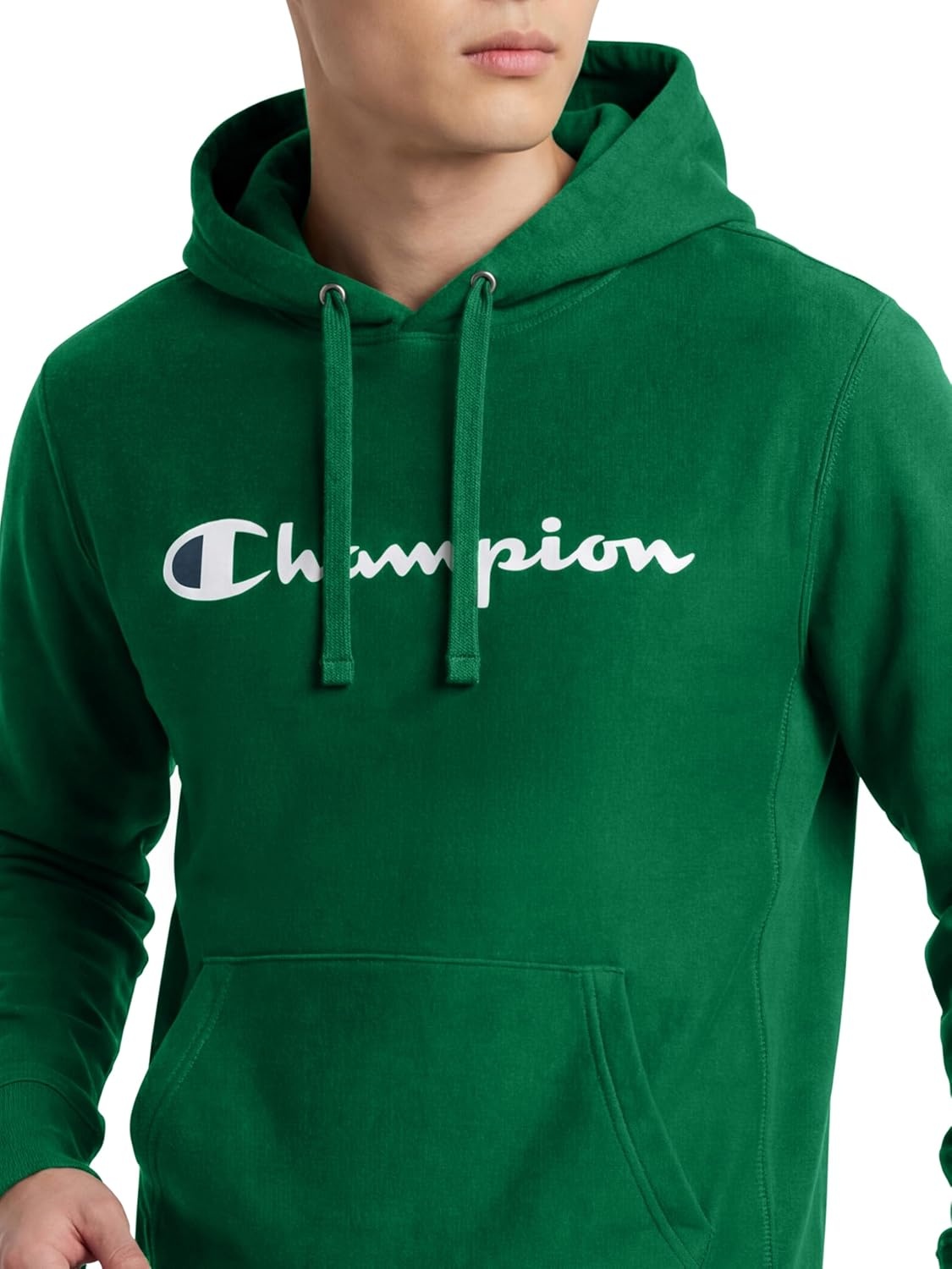 image:imageChampion Mens Pullover Graphic Fleece Hoodie Standard Fit Midweight Fleece Classic Script LogoVerdant Green