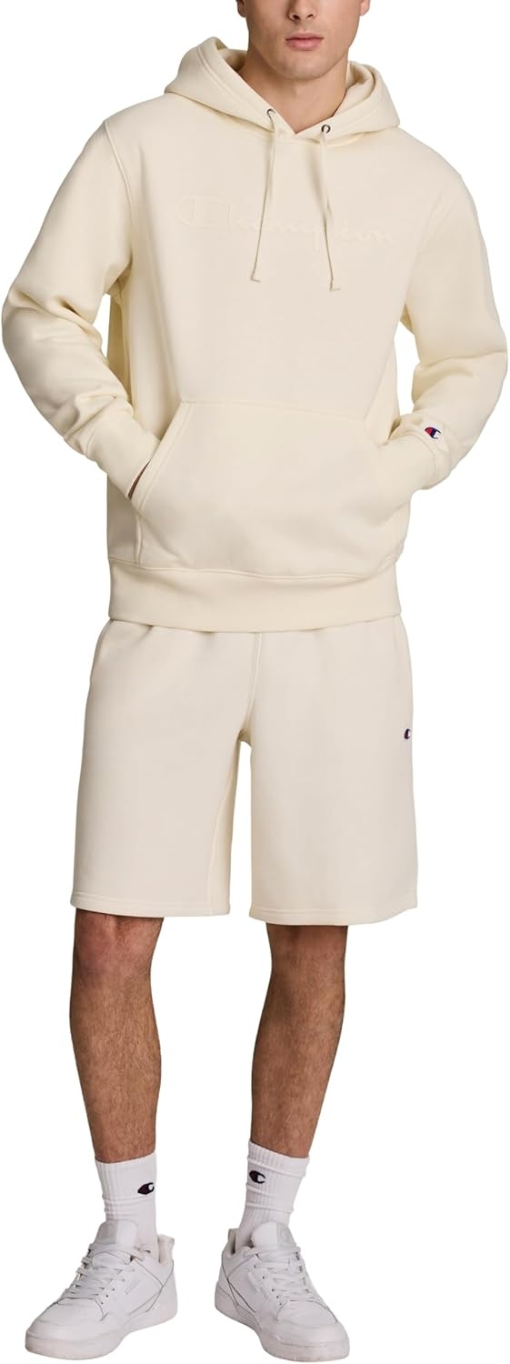 image:imageChampion Mens Pullover Graphic Fleece Hoodie Standard Fit Midweight Fleece Tonal Script LogoUnbleached Cotton