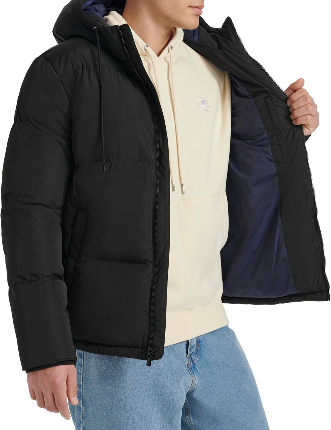 image:imageChampion Mens Quilted Fullzip Hooded Puffer JacketBlack