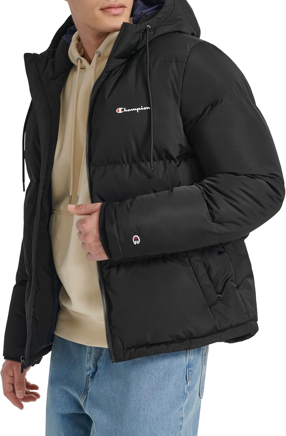 image:imageChampion Mens Quilted Fullzip Hooded Puffer JacketBlack