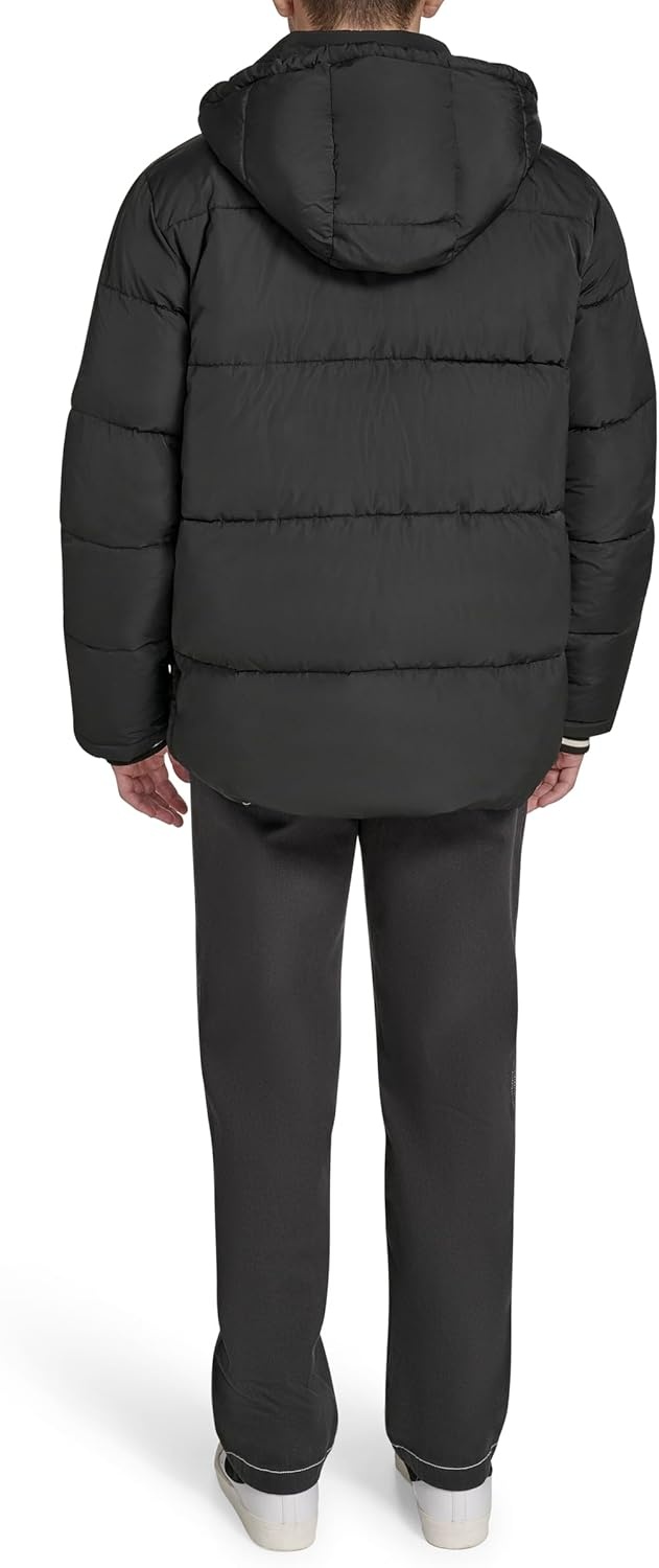 image:imageChampion Mens Quilted Fullzip Hooded Puffer JacketBlack Patch Pocket
