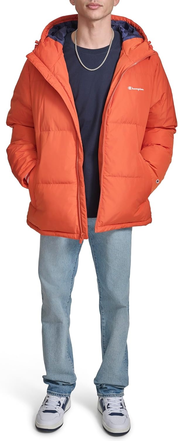 image:imageChampion Mens Quilted Fullzip Hooded Puffer JacketOrange