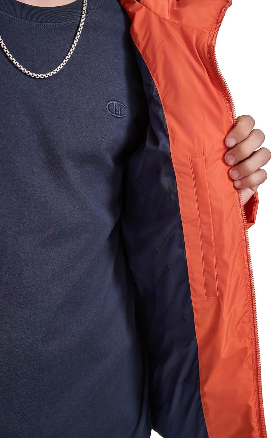 image:imageChampion Mens Quilted Fullzip Hooded Puffer JacketOrange