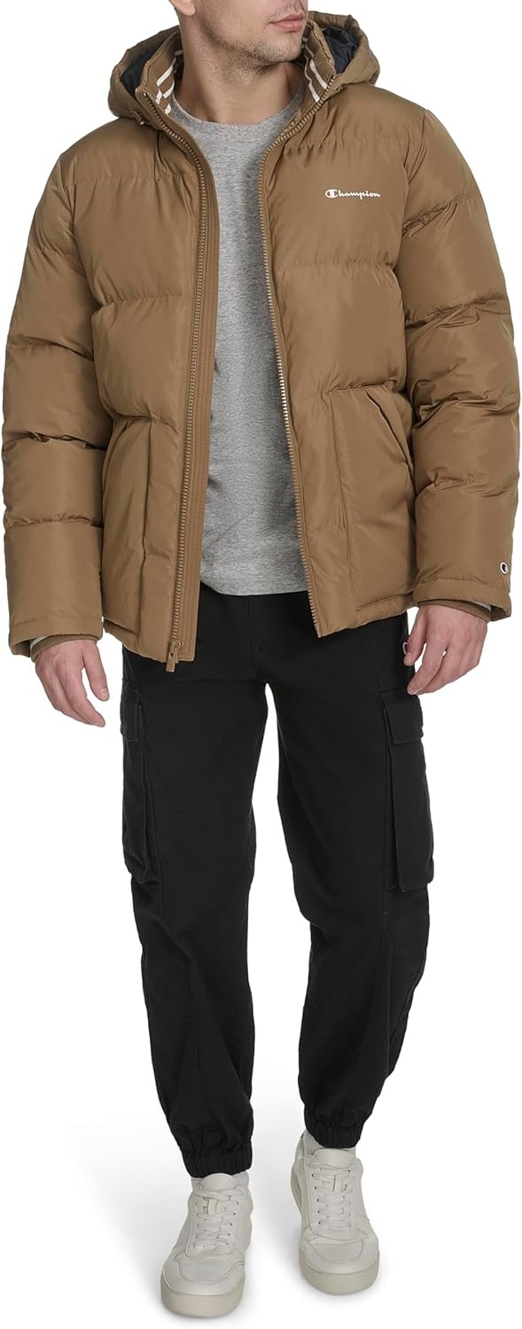 image:imageChampion Mens Quilted Fullzip Hooded Puffer JacketOtter Patch Pocket
