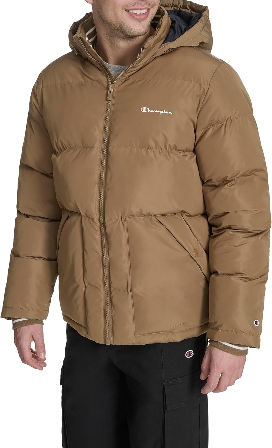 image:imageChampion Mens Quilted Fullzip Hooded Puffer JacketOtter Patch Pocket
