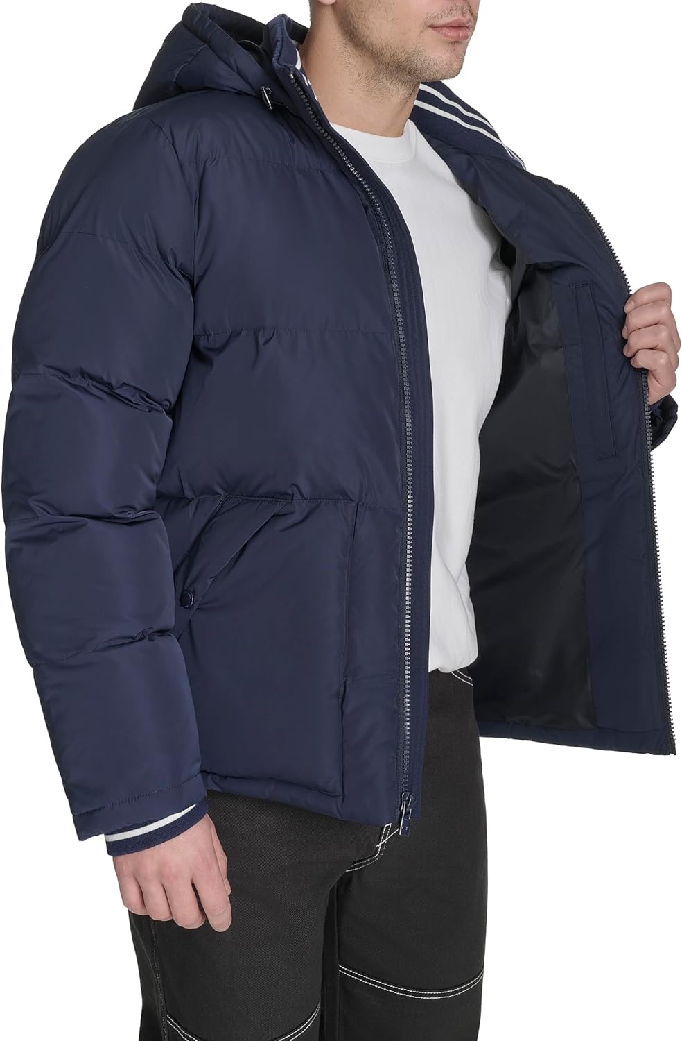 image:imageChampion Mens Quilted Fullzip Hooded Puffer JacketPeacoat Patch Pocket