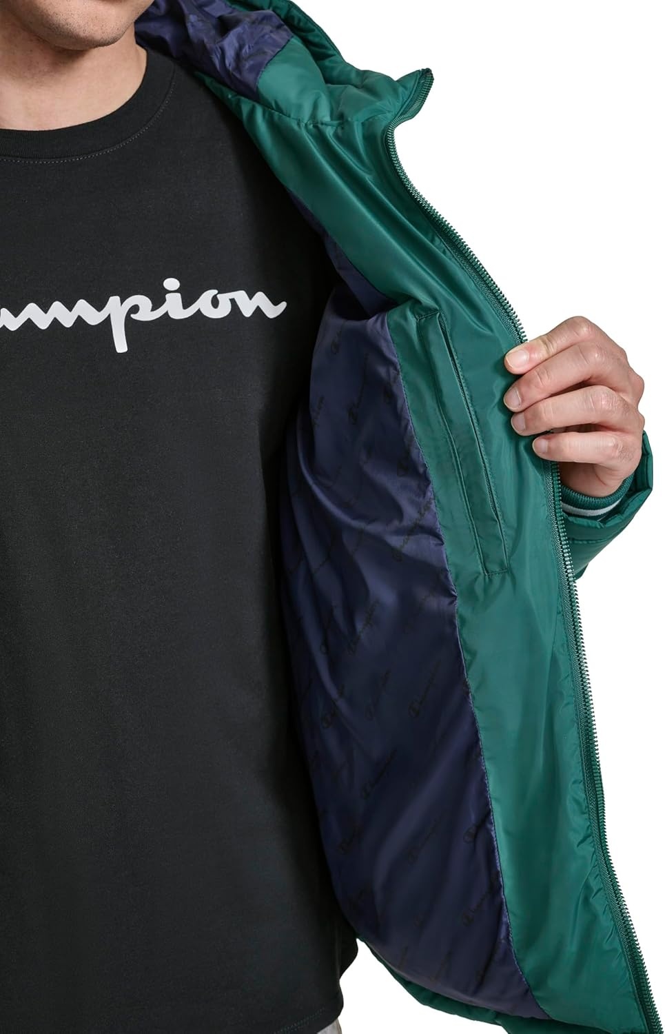 image:imageChampion Mens Quilted Fullzip Hooded Puffer JacketRain Forest