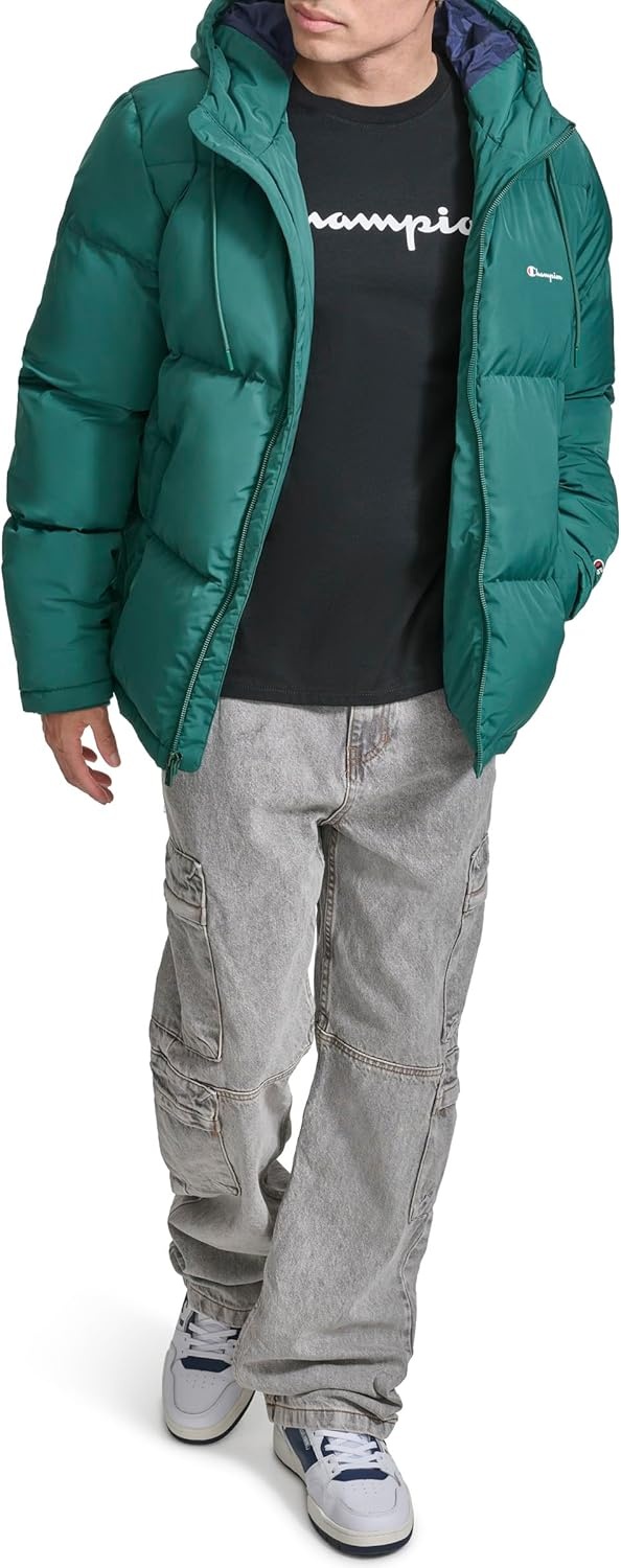 image:imageChampion Mens Quilted Fullzip Hooded Puffer JacketRain Forest