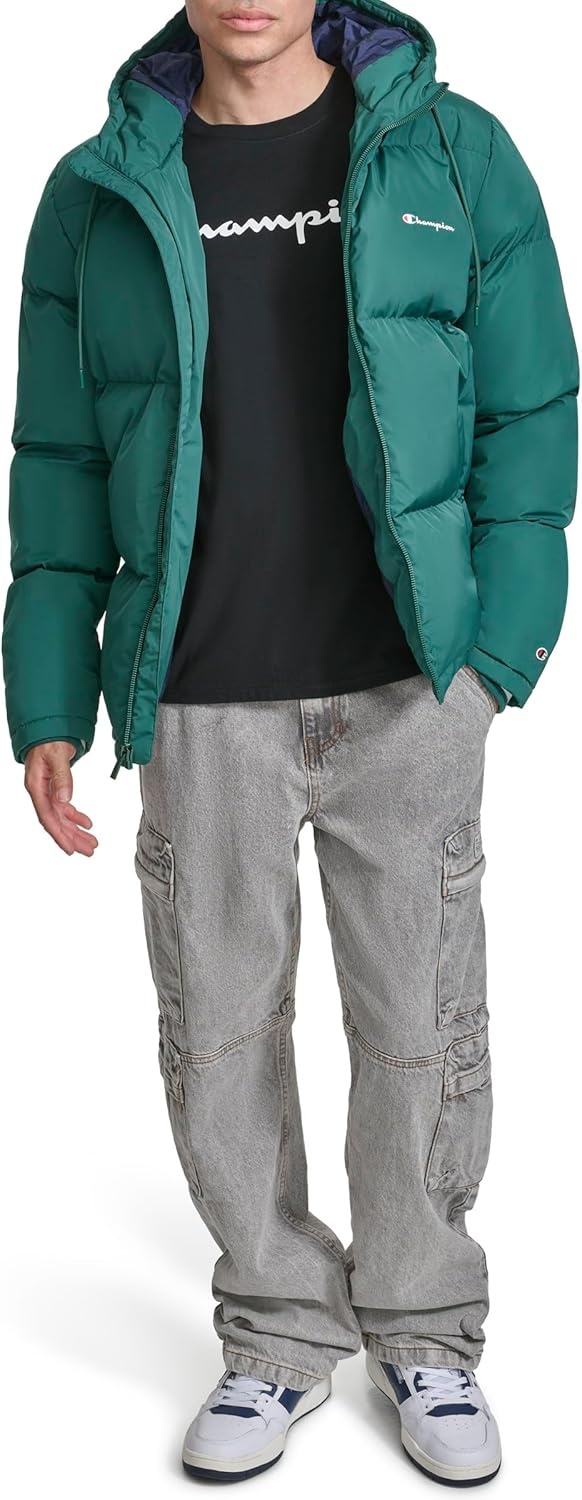 image:imageChampion Mens Quilted Fullzip Hooded Puffer JacketRain Forest