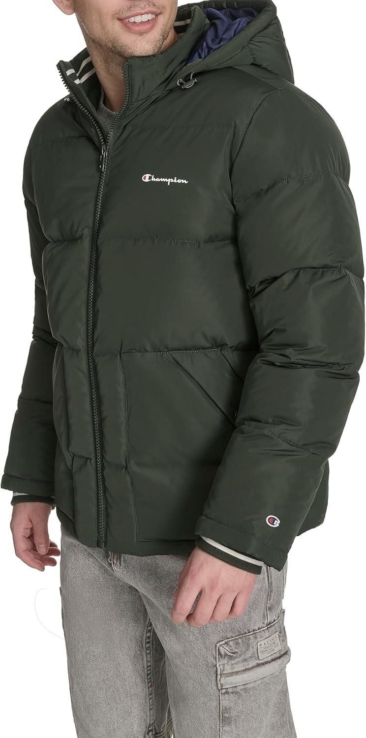 image:imageChampion Mens Quilted Fullzip Hooded Puffer JacketSpruce Patch Pocket