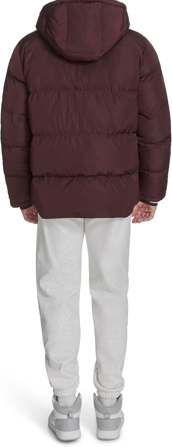 image:imageChampion Mens Quilted Fullzip Hooded Puffer JacketWine Patch Pocket