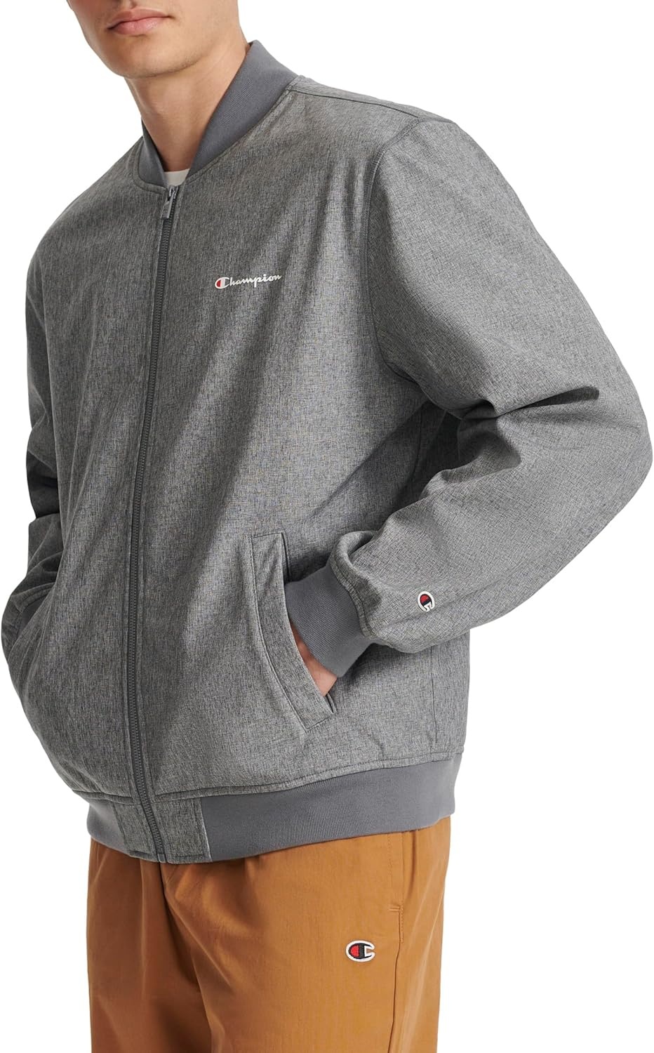 image:imageChampion Mens Soft Shell Sport Bomber Jacket With LogoHeather Grey